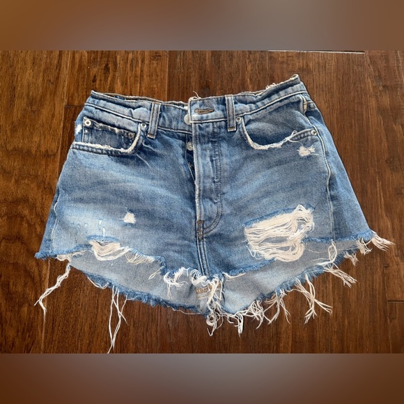 Reformation Pants - Reformation Blue Distressed Jean Shorts